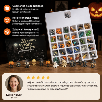 Kalendarz odliczający do Halloween z niespodziankami – mini figurkami i zawieszkami w horrorowym stylu