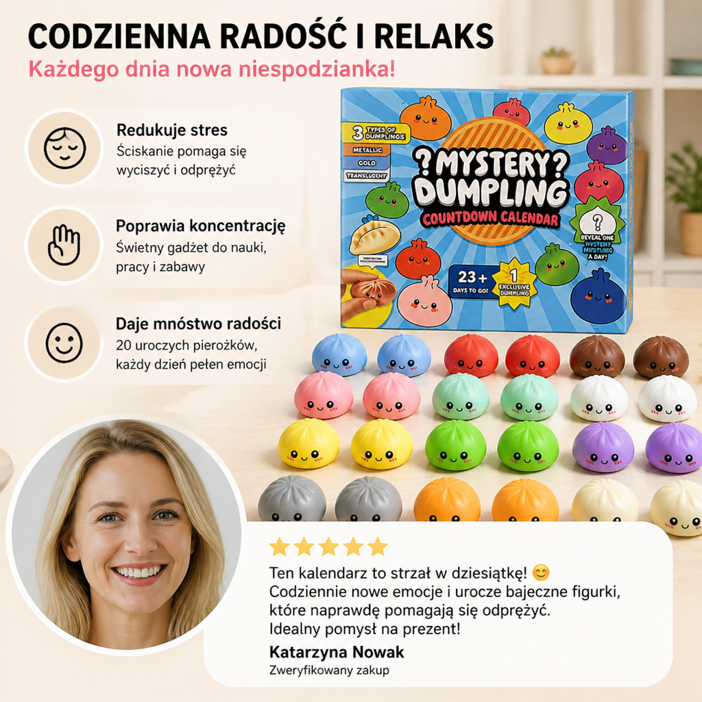 Kalendarz adwentowy z miękkimi pierożkami Squishy i niespodziankami fidget
