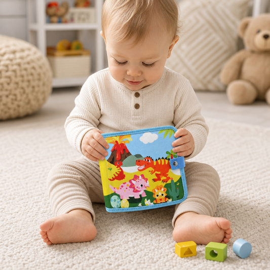 Książeczka aktywności Montessori 8 w 1 z dinozaurami dla małych dzieci