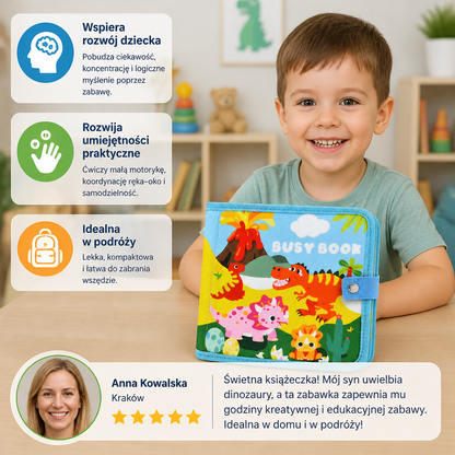 Książeczka aktywności Montessori 8 w 1 z dinozaurami dla małych dzieci