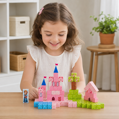 Magnetyczny zestaw klocków Montessori „Wymarzony Zamek Księżniczki”