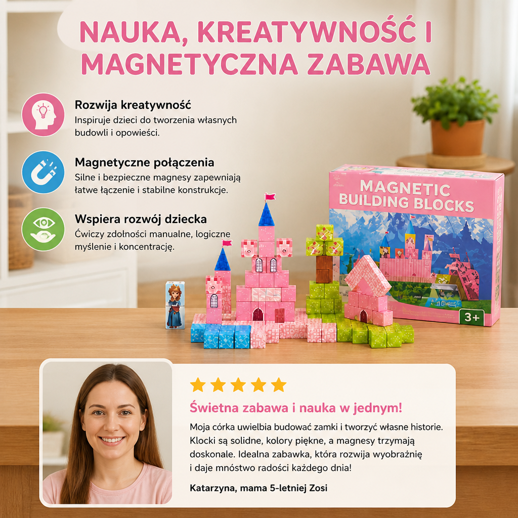 Magnetyczny zestaw klocków Montessori „Wymarzony Zamek Księżniczki”
