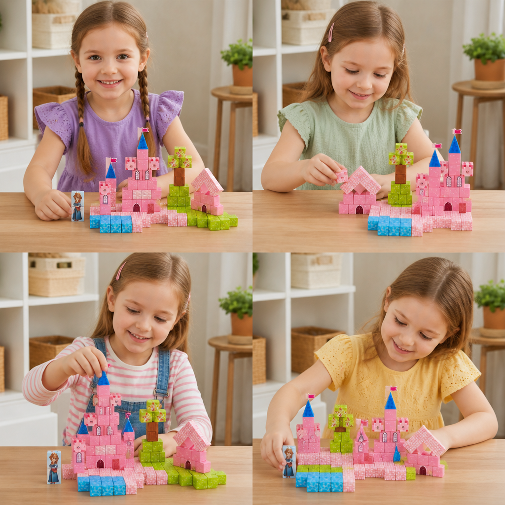 Magnetyczny zestaw klocków Montessori „Wymarzony Zamek Księżniczki”
