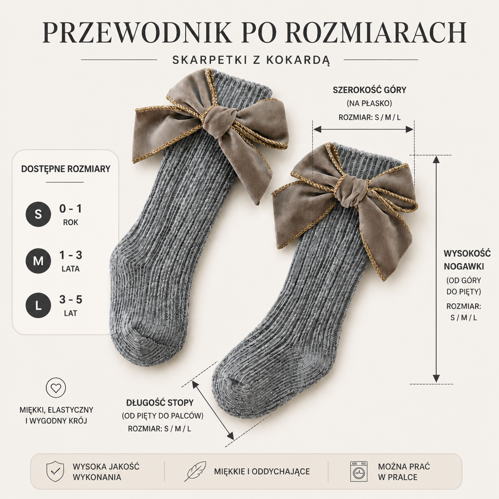 Świąteczne podkolanówki dla dziewczynek z aksamitnymi kokardkami