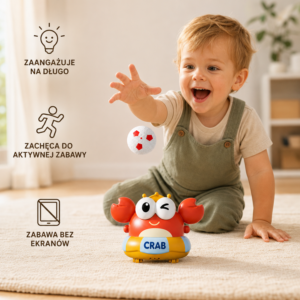 Elektryczna zabawka dla dzieci – pływająca piłka z krabem