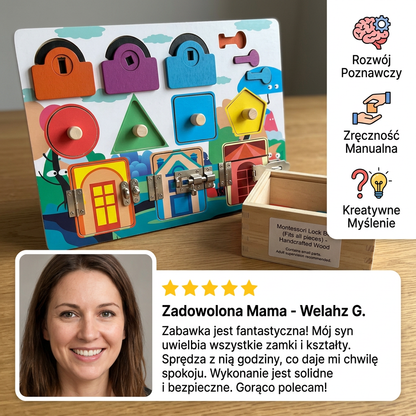 Tablica manipulacyjna Montessori – edukacyjna zabawka z kluczykami i zamkami dla dzieci