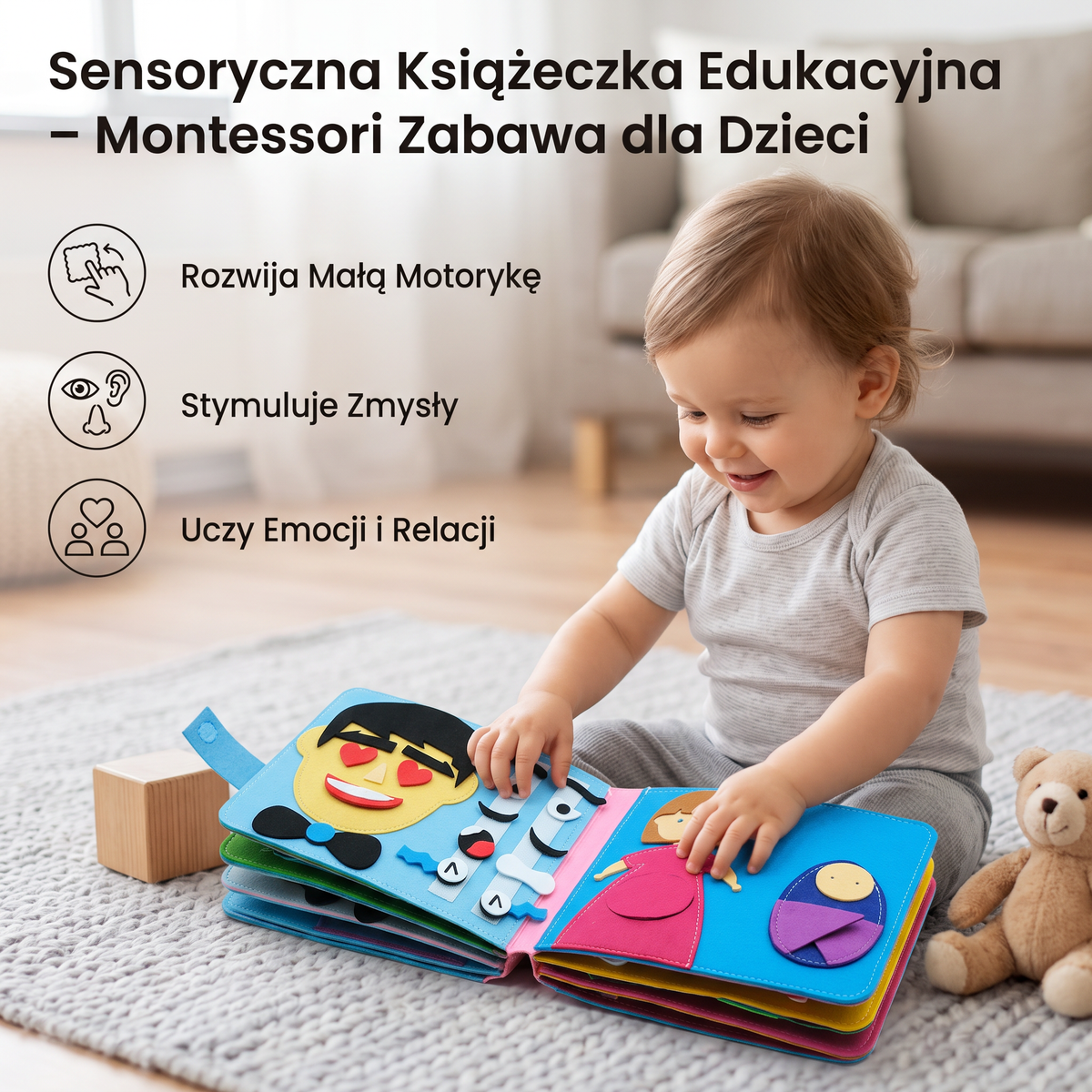 Sensoryczna Książeczka Edukacyjna – Montessori Zabawa dla Dzieci