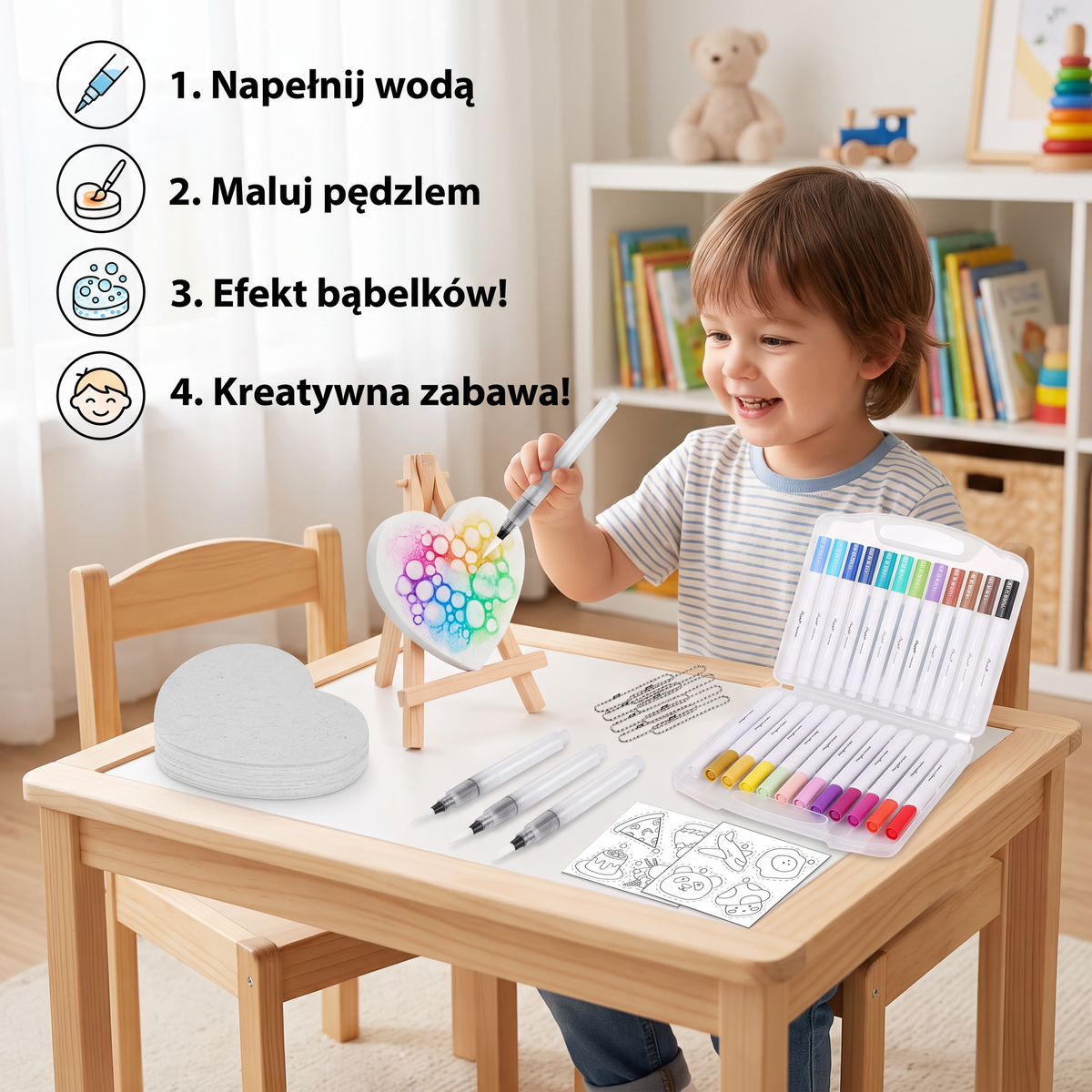 Kreatywny zestaw do malowania gąbkami dla dzieci – zestaw DIY z efektem bąbelków