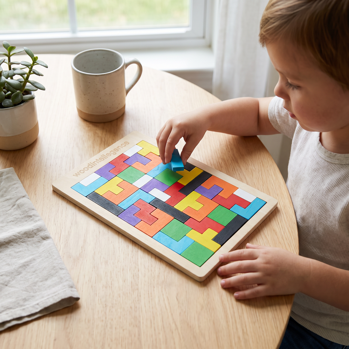Drewniana Układanka Tangram Montessori – Kolorowa Zabawka Edukacyjna dla Dzieci