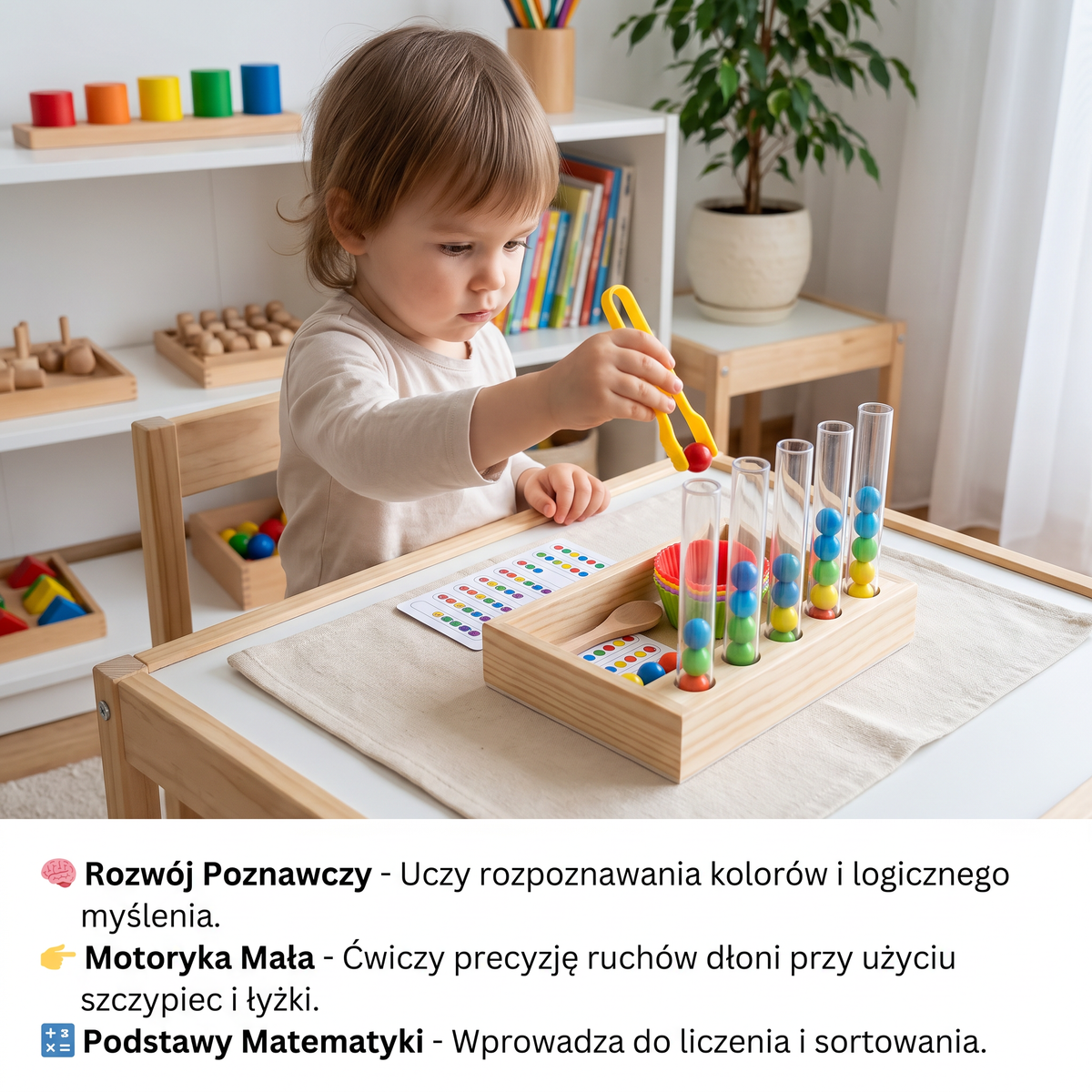 Montessori – Zestaw Edukacyjny z Probówkami do Nauki Kolorów i Liczb