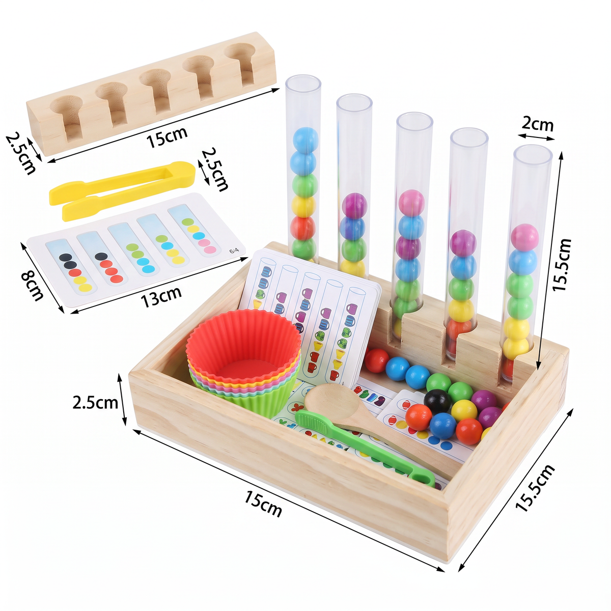 Montessori – Zestaw Edukacyjny z Probówkami do Nauki Kolorów i Liczb
