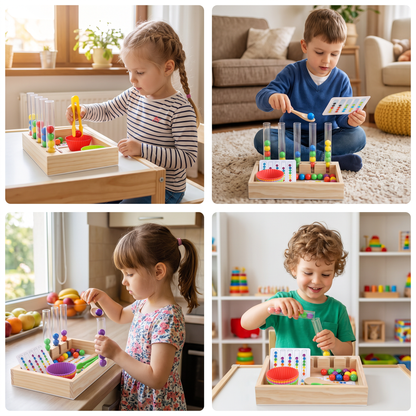 Montessori – Zestaw Edukacyjny z Probówkami do Nauki Kolorów i Liczb