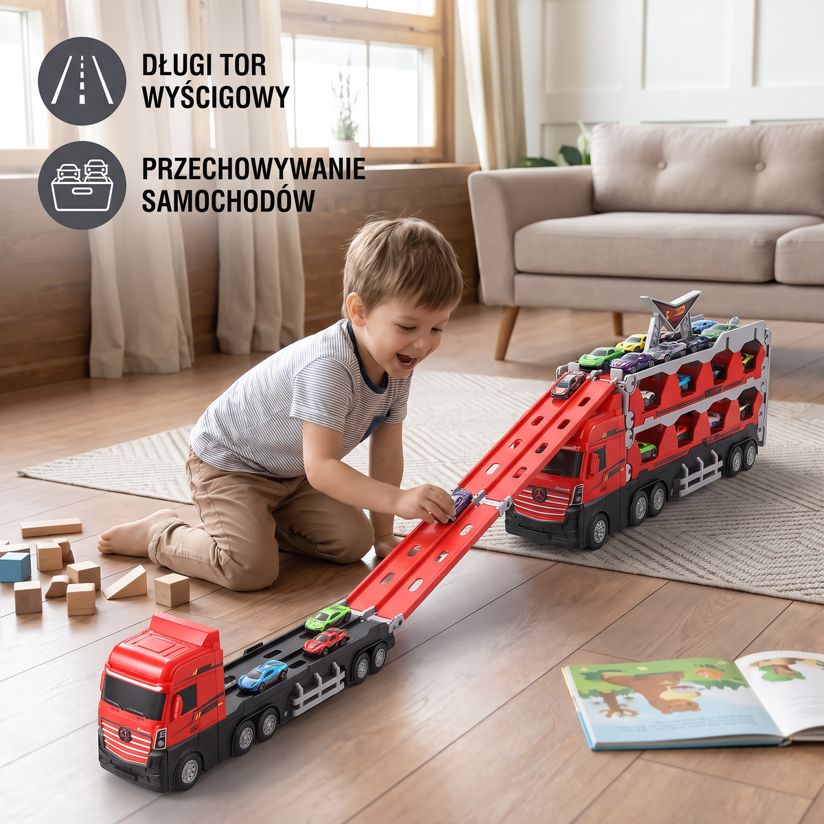 Ciężarówka wyścigowa z torem dla dzieci
