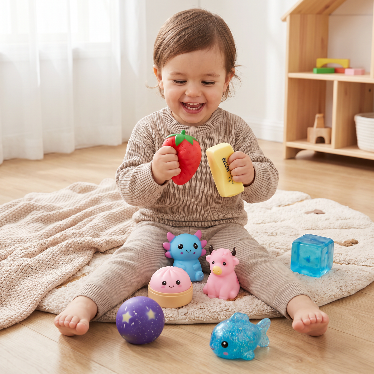 Zestaw premium miękkich zabawek sensorycznych – 8 zabawek sensorycznych
