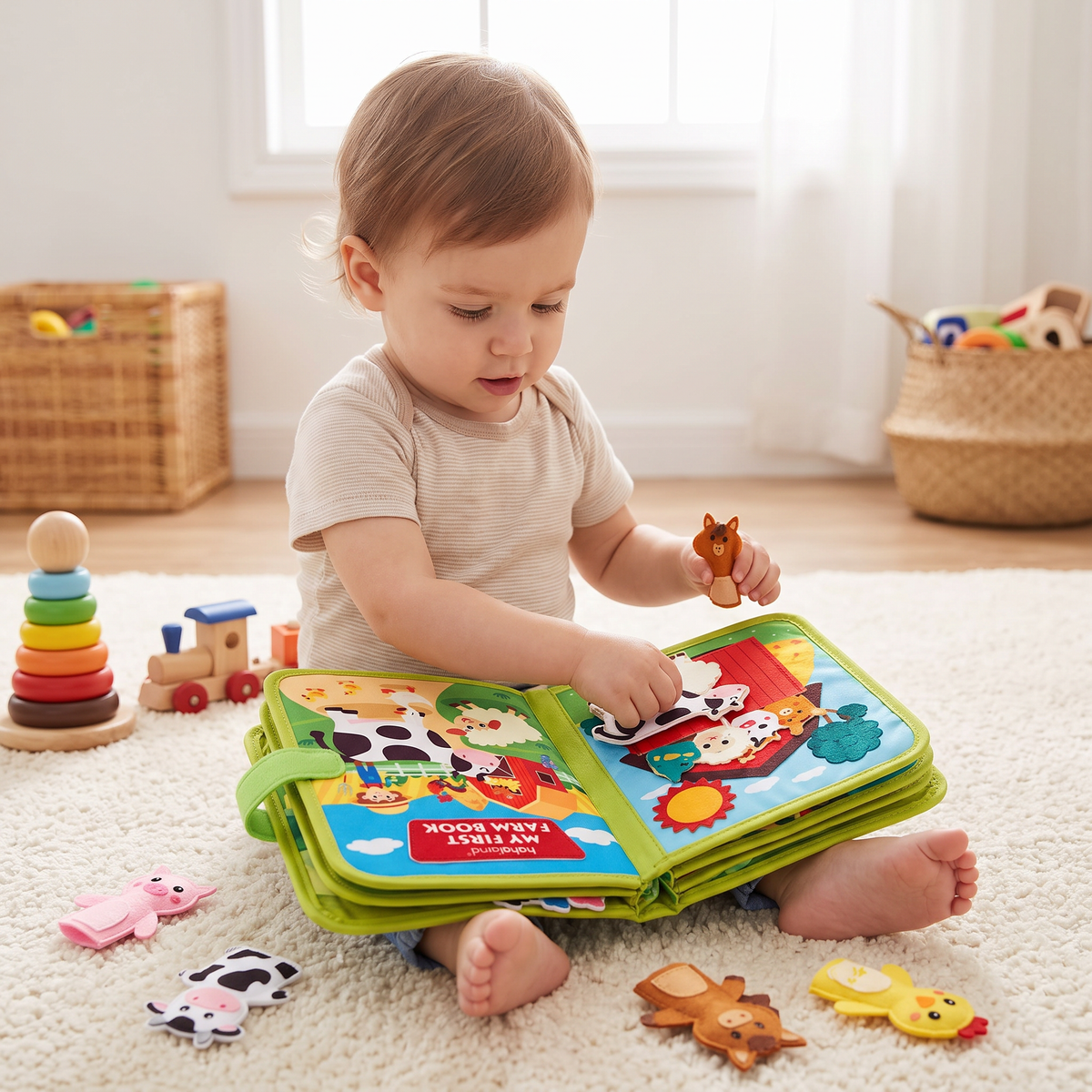 Sensoryczna książeczka Montessori z aktywnościami dla małych odkrywców