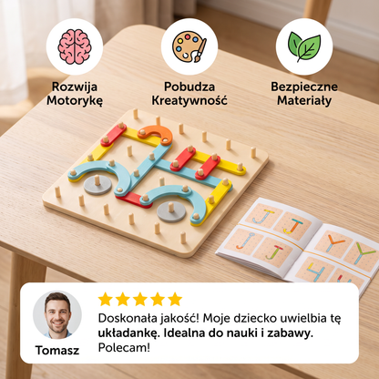 Kreatywna drewniana układanka Montessori z wbijanymi kołeczkami