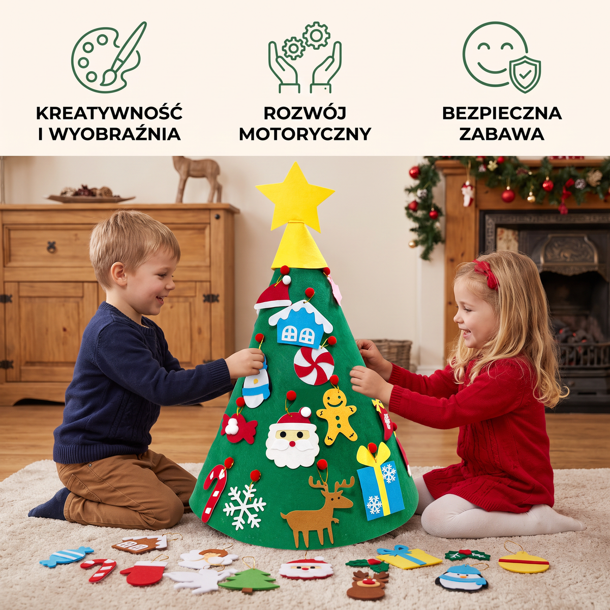 Montessoriańska filcowa choinka 3D