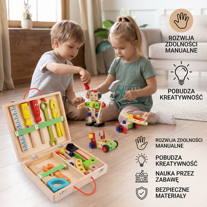TinyCrafter – Montessoriański drewniany zestaw narzędzi