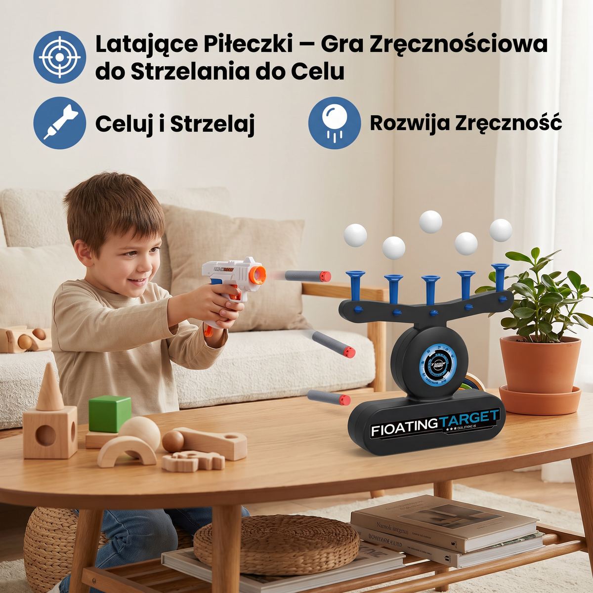 Naturalna, nowoczesna nazwa produktowa: Latające Piłeczki – Gra Zręcznościowa do Strzelania do Celu.