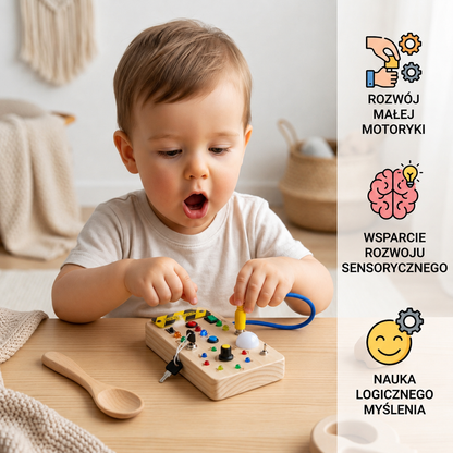 Drewniana tablica aktywności Montessori