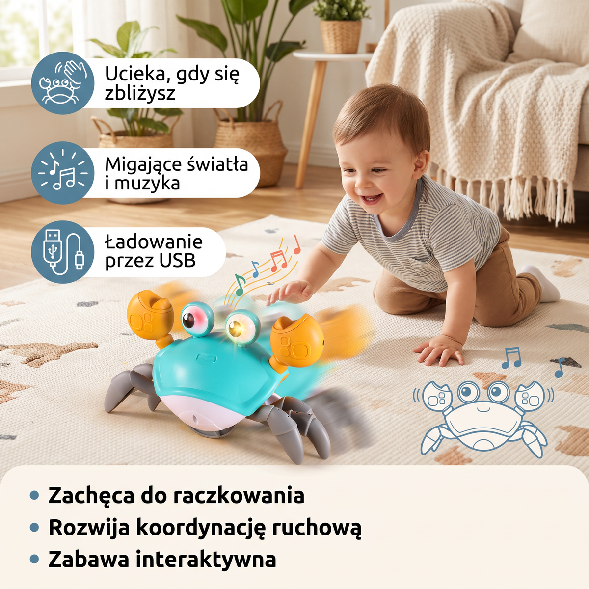 Krabowy Wyścig – Interaktywna Zabawka Zachęcająca Dziecko do Raczkowania