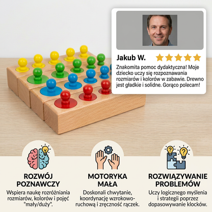 Drewniana układanka Montessori z cylindrami