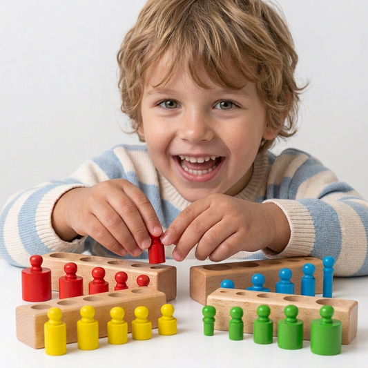 Drewniana układanka Montessori z cylindrami