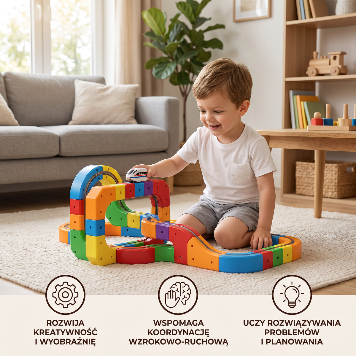 Magiczny sześcian z torem kolejowym – zabawka dla dzieci