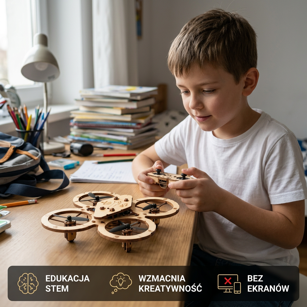 Drewniany quadrocopter RC do samodzielnego montażu – zestaw DIY do podniebnych przygód