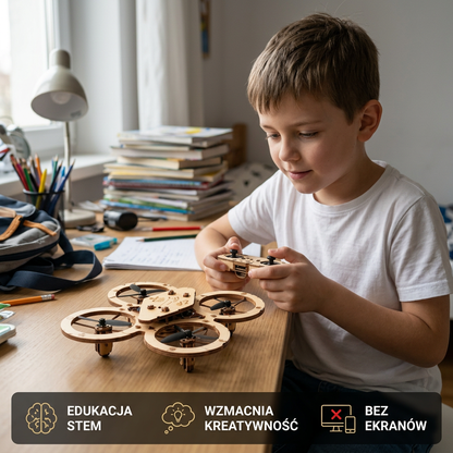 Drewniany quadrocopter RC do samodzielnego montażu – zestaw DIY do podniebnych przygód