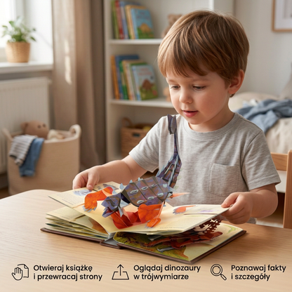 Interaktywna encyklopedia dinozaurów 3D z wyskakującymi ilustracjami