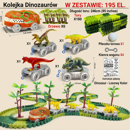 Przygoda z dinozaurami – elastyczny tor wyścigowy z podświetlanym pociągiem