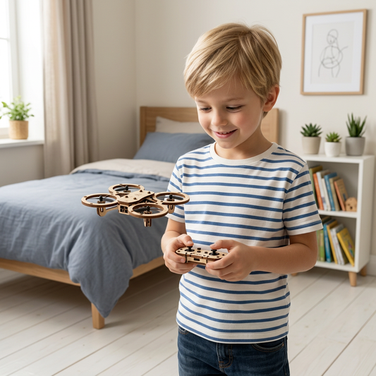 Drewniany quadrocopter RC do samodzielnego montażu – zestaw DIY do podniebnych przygód