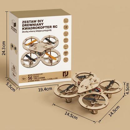 Drewniany quadrocopter RC do samodzielnego montażu – zestaw DIY do podniebnych przygód