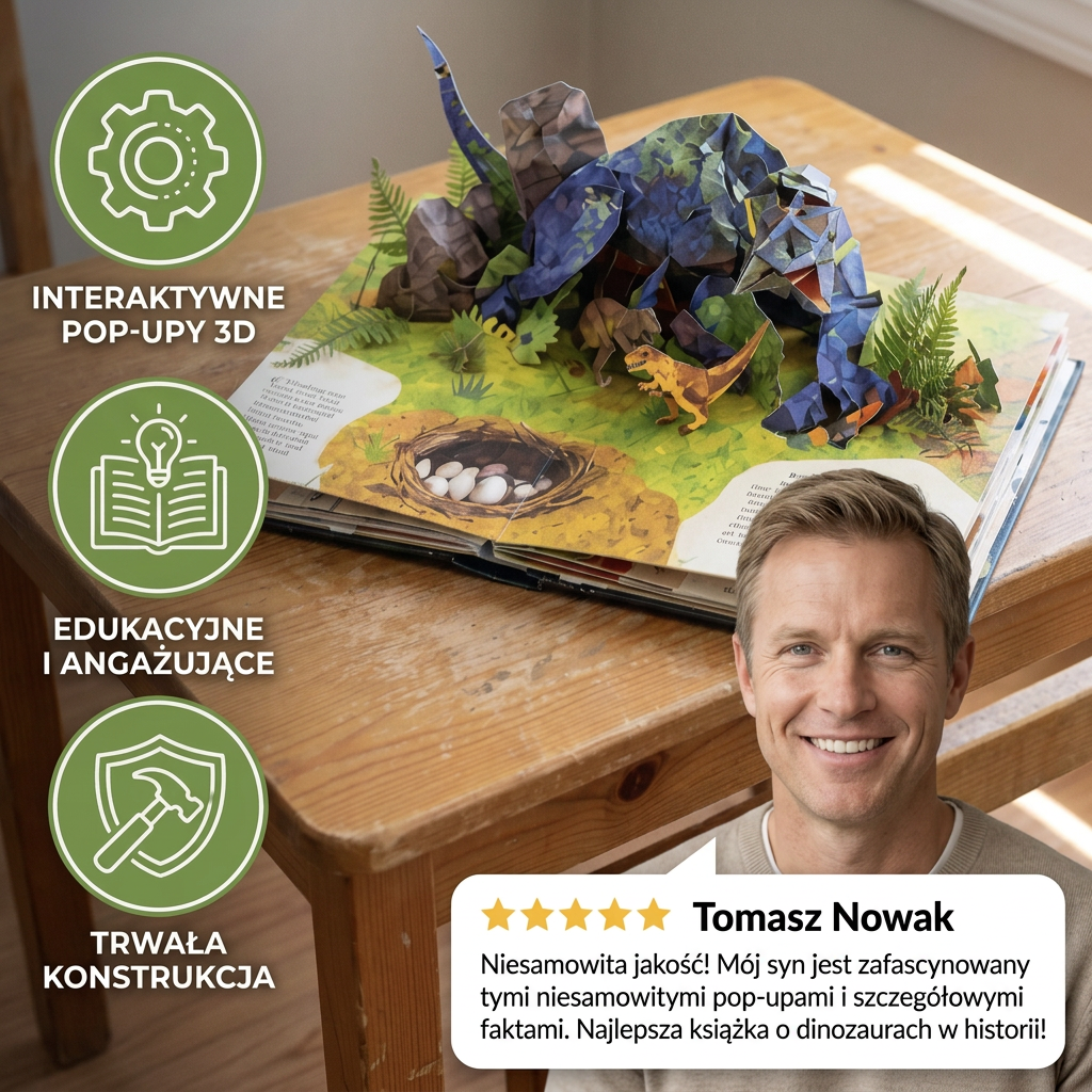 Interaktywna encyklopedia dinozaurów 3D z wyskakującymi ilustracjami