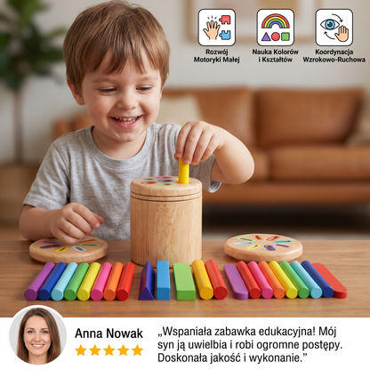 Drewniana układanka Montessori do sortowania kolorów i kształtów – zabawka rozwijająca motorykę małą