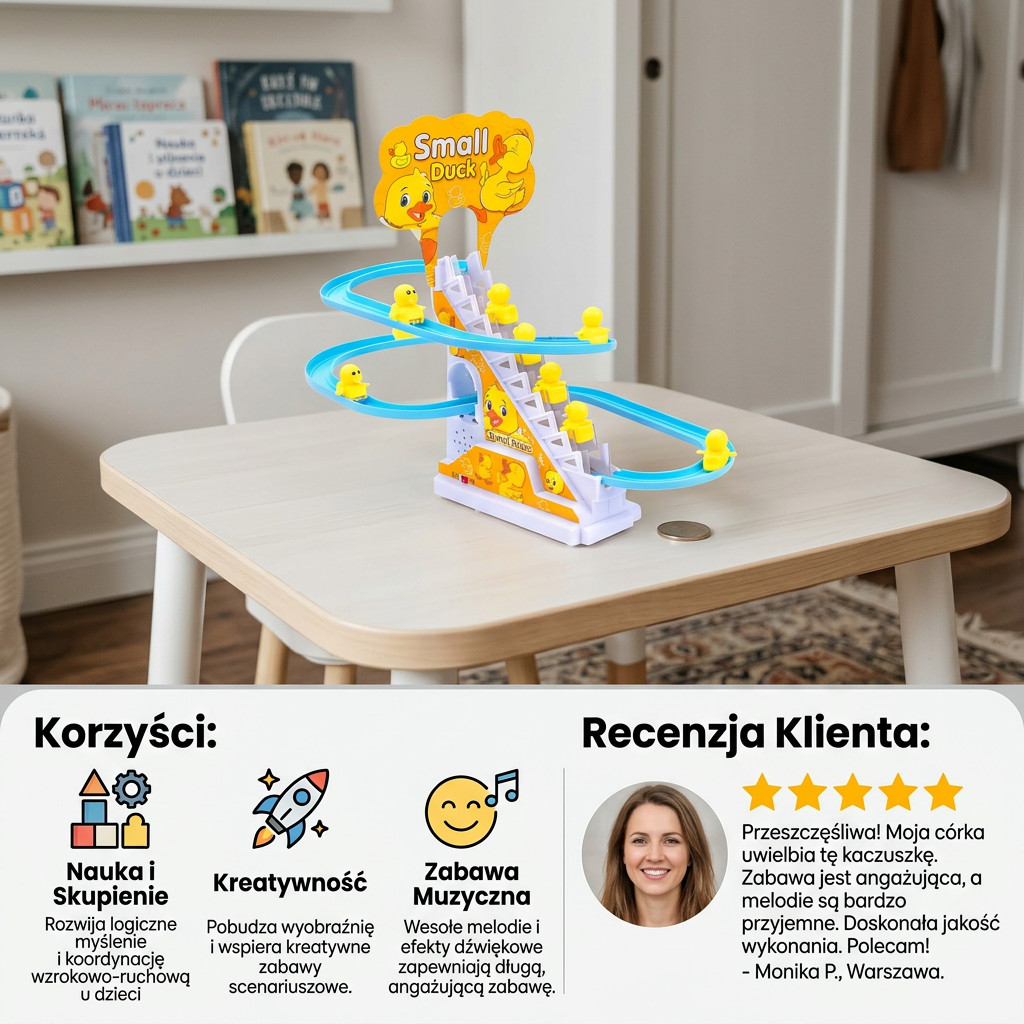 Zabawka „Zjeżdżalnia dla kaczuszek” – wesoła kolejka zjazdowa
