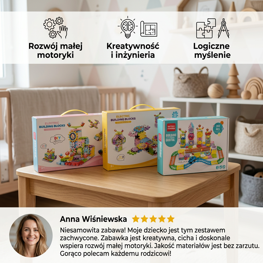 Obrotowe klocki konstrukcyjne Montessori