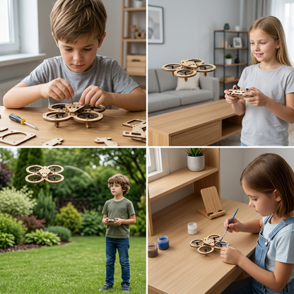 Drewniany quadrocopter RC do samodzielnego montażu – zestaw DIY do podniebnych przygód