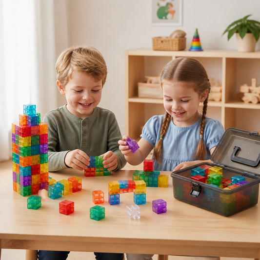 Montessori Zestaw Drewnianych Klocków Konstrukcyjnych dla Dzieci