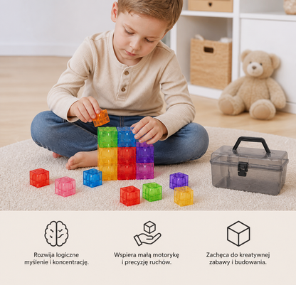 Montessori Zestaw Drewnianych Klocków Konstrukcyjnych dla Dzieci