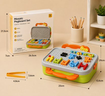 Montessori Zestaw Mozaiki z Grzybkami i Tablicą do Wbijania dla Dzieci