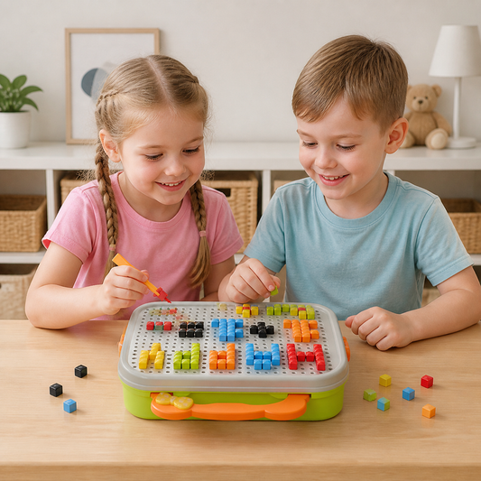Montessori Zestaw Mozaiki z Grzybkami i Tablicą do Wbijania dla Dzieci