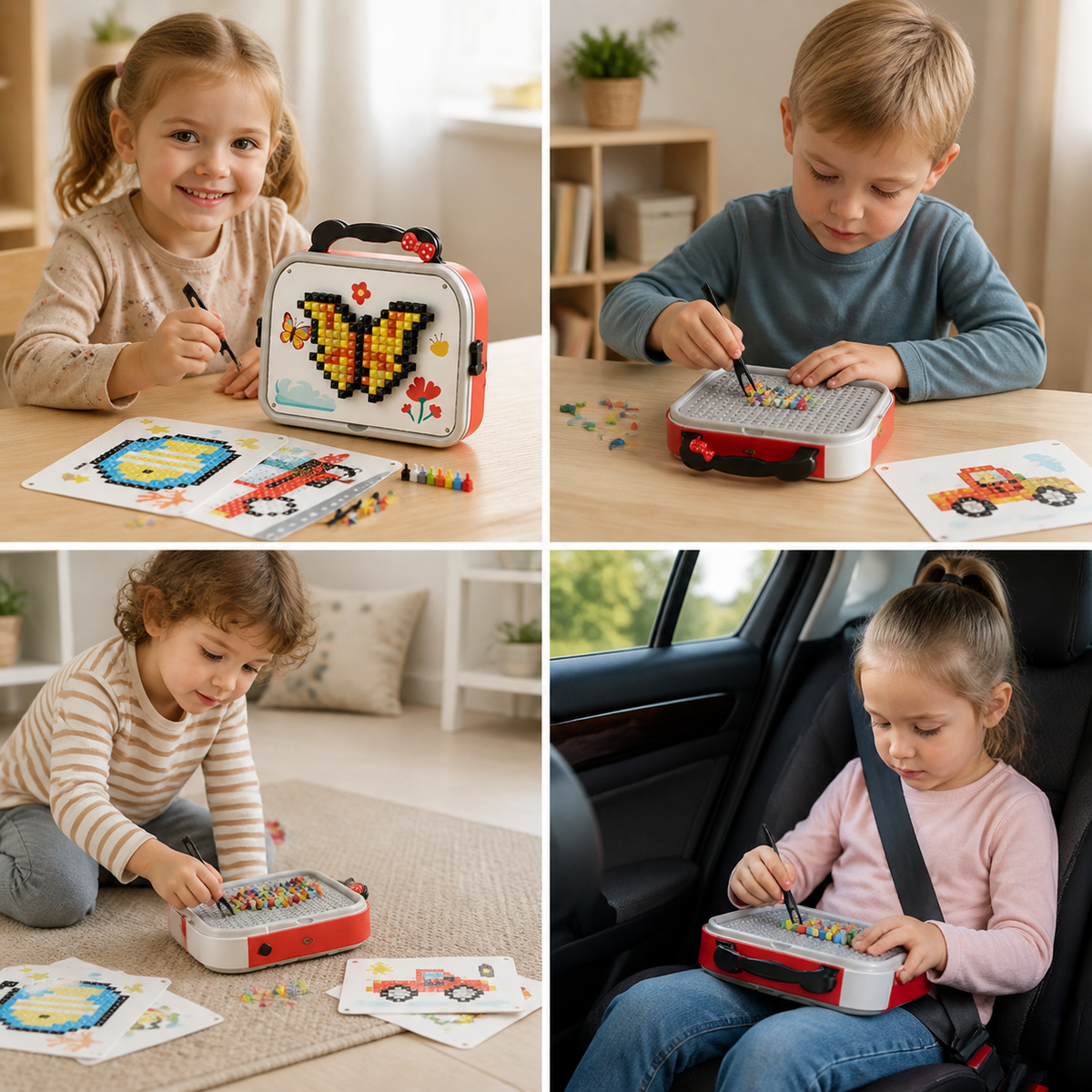 Montessori Zestaw Mozaiki z Grzybkami i Tablicą do Wbijania dla Dzieci