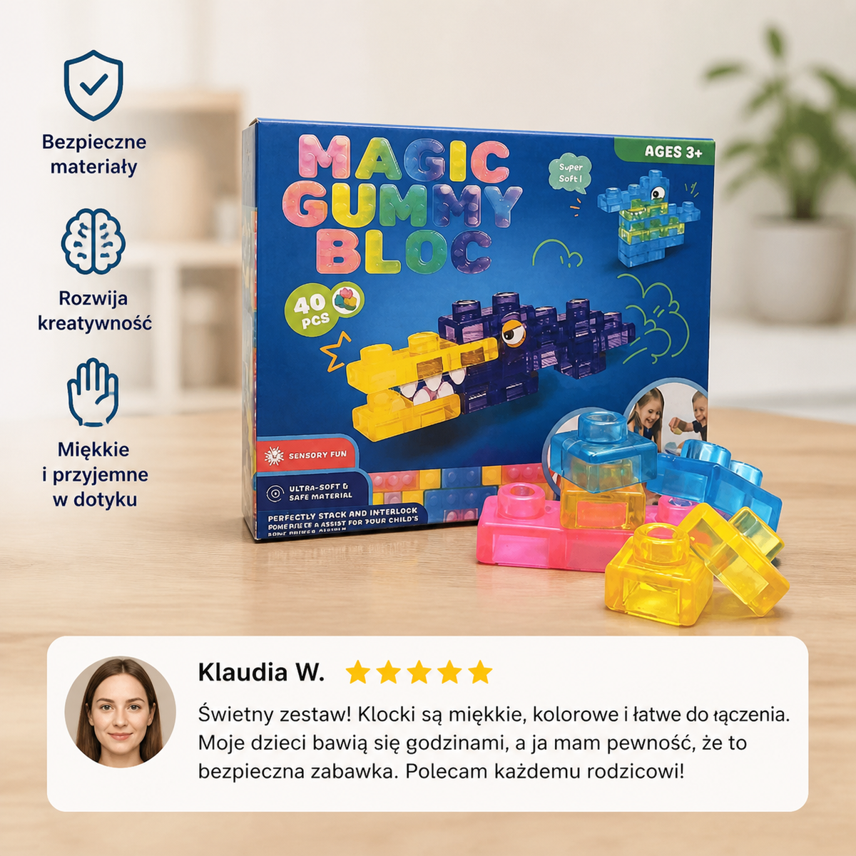 Magiczne Gumy Konstrukcyjne – Miękkie Klocki Budowlane dla Dzieci