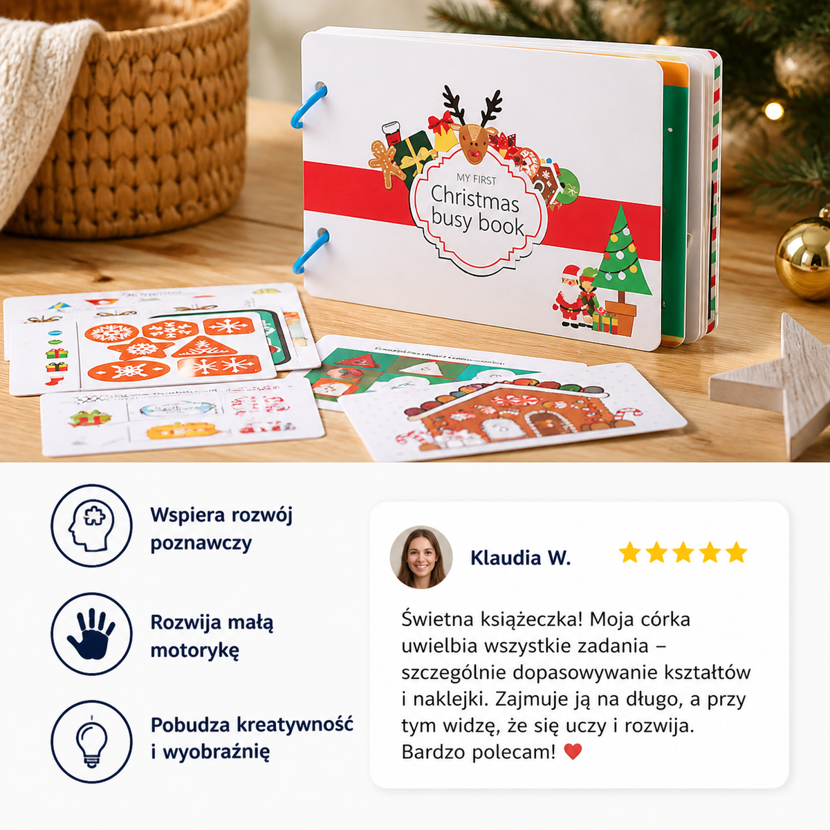 Świąteczna Książeczka Montessori z Aktywnościami dla Dzieci