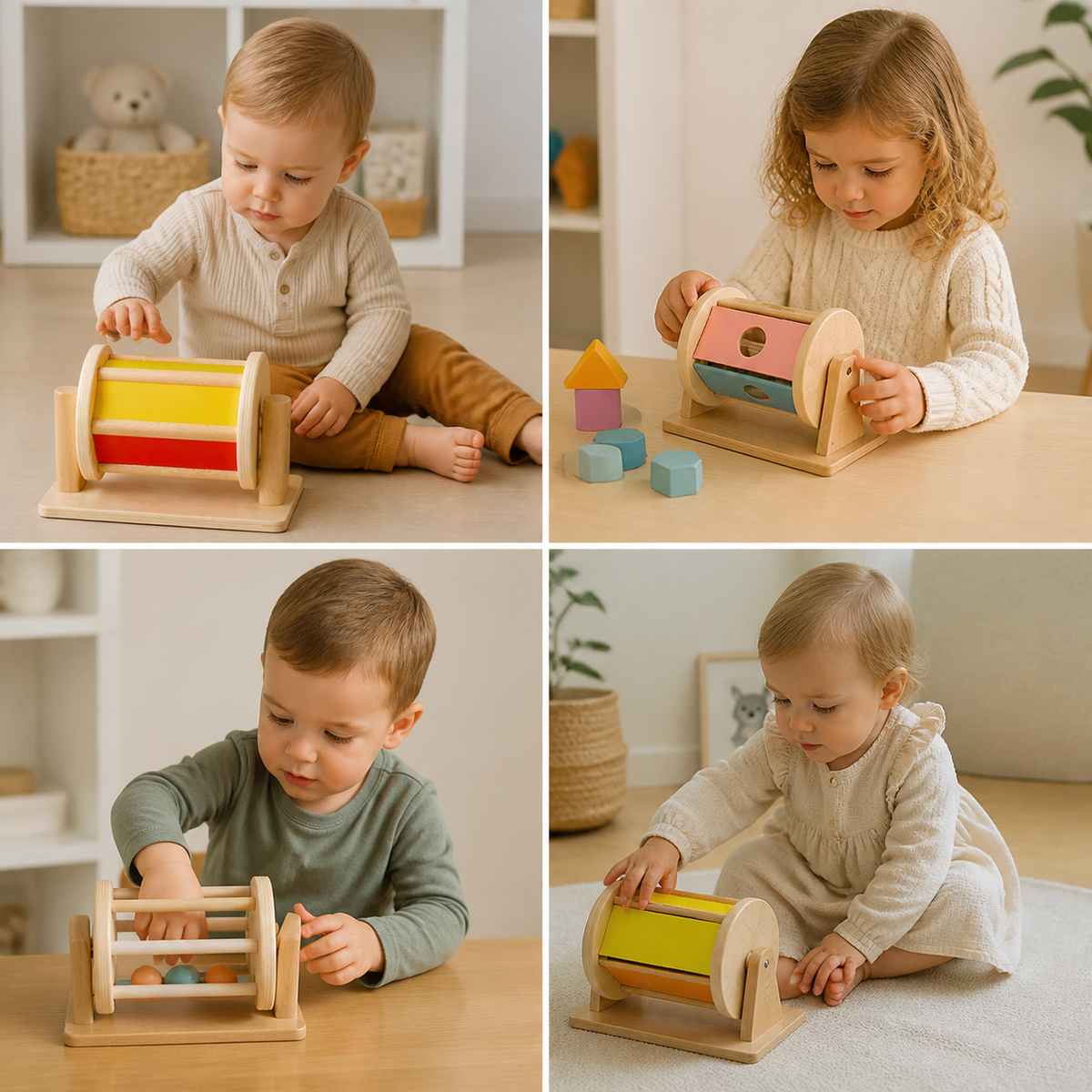 Montessori Drewniana Karuzela z Piłeczkami dla Maluchów