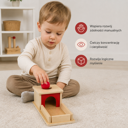 Montessori Drewniane Pudełko z Piłką dla Maluchów
