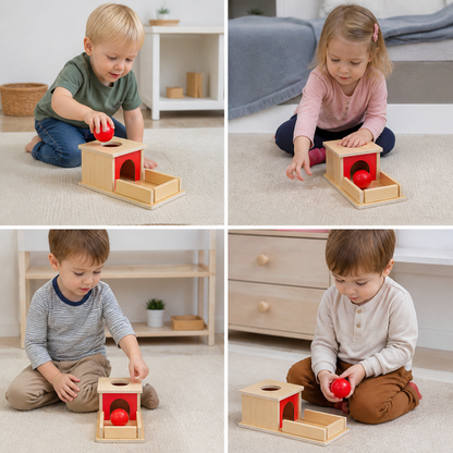 Montessori Drewniane Pudełko z Piłką dla Maluchów