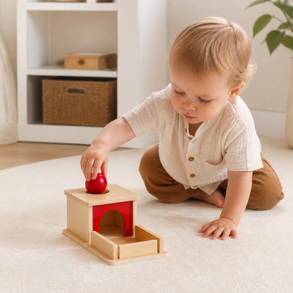 Montessori Drewniane Pudełko z Piłką dla Maluchów